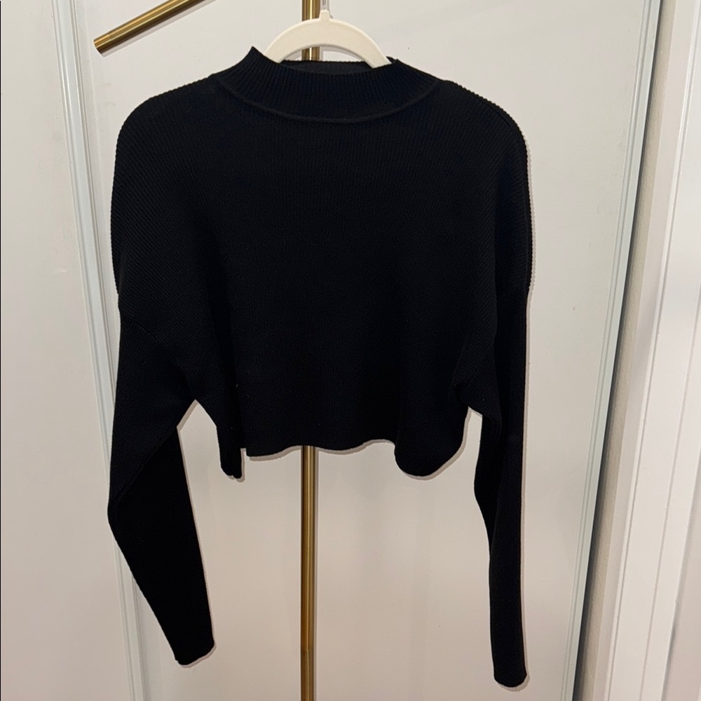 Black Ribbed Knit Sweater
